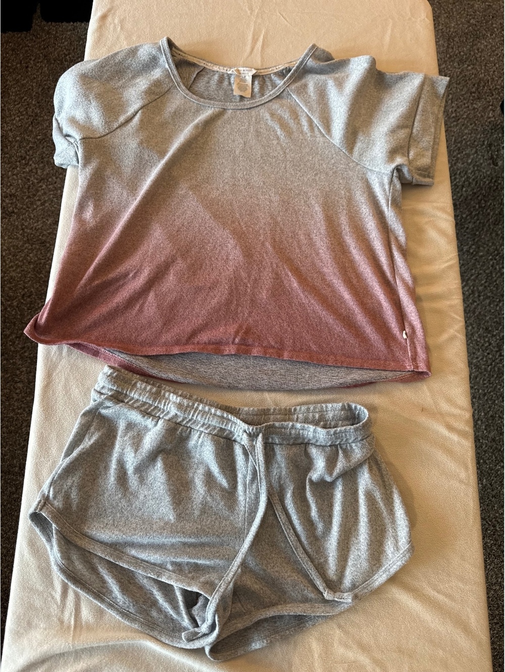Lucky Brand 2 piece lounge set gray and pink ombre top with shorts